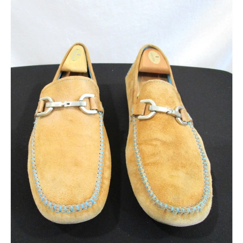 Donald J. Pliner Tan Brown Suede Horsebit Driving Moccasin Loafers Men 11